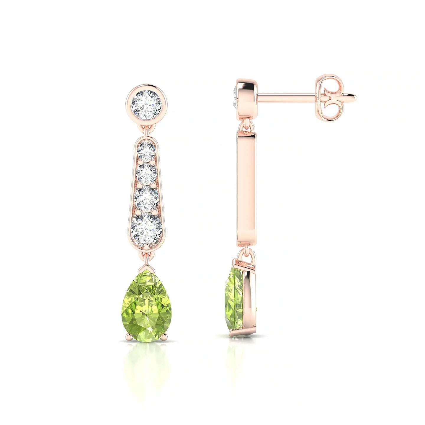 Favor | 18k Rose Gold 6 x 4 mm Pear Peridot Earrings