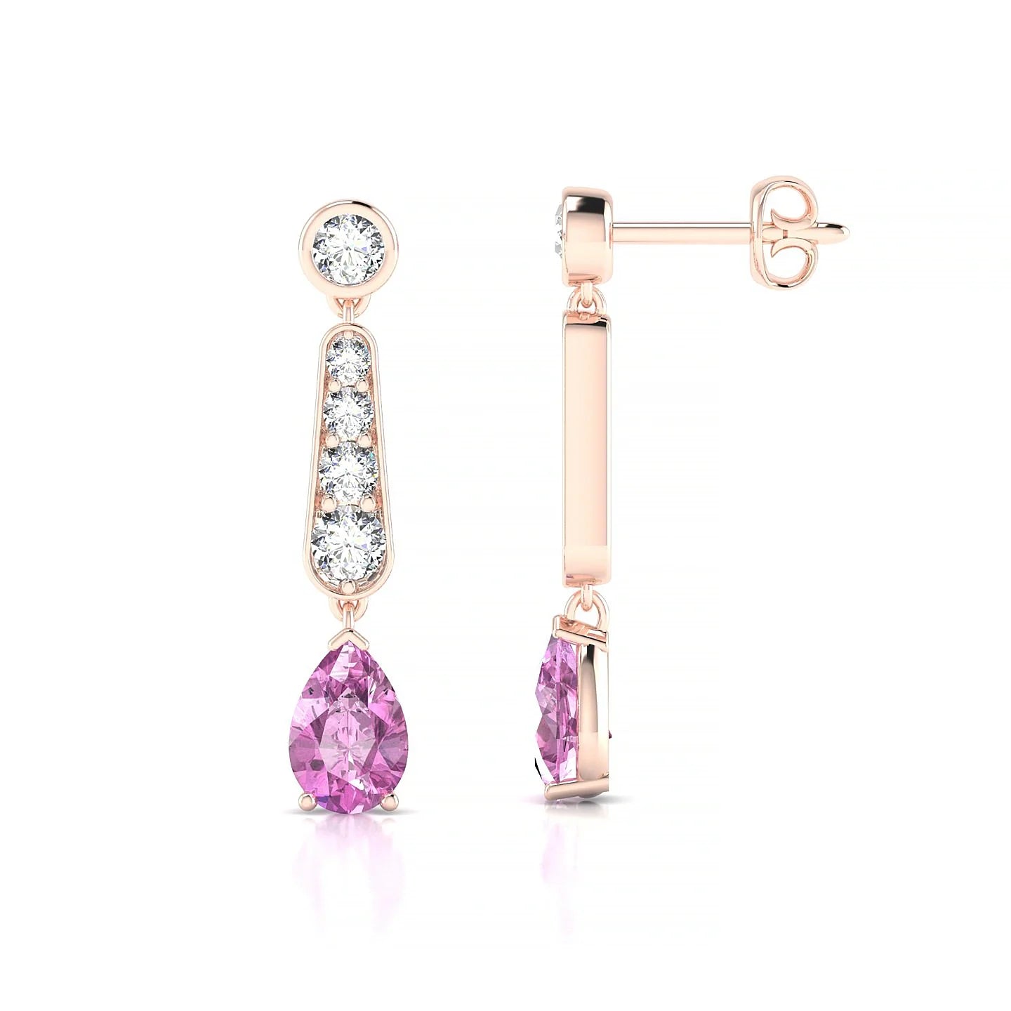 Favor | 18k Rose Gold 6 x 4 mm Pear Pink Sapphire Earrings