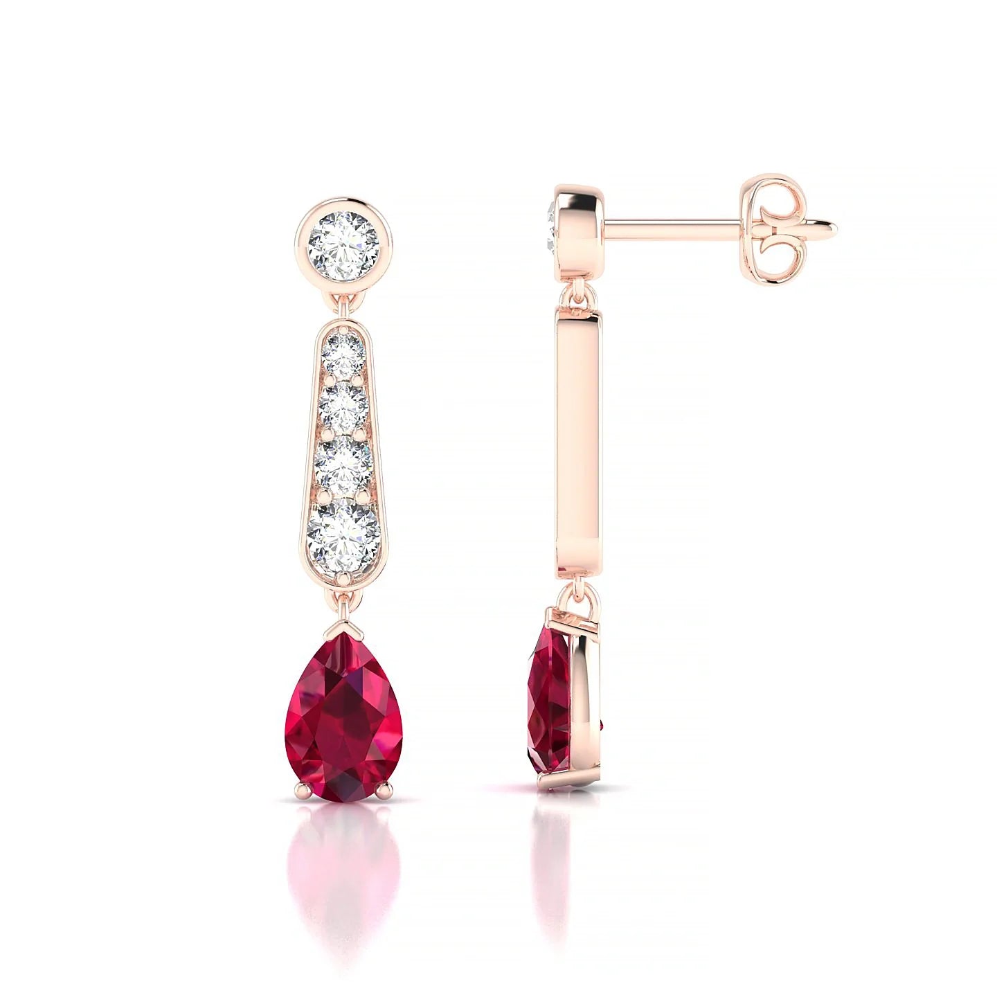 Favor | 18k Rose Gold 6 x 4 mm Pear Ruby Earrings