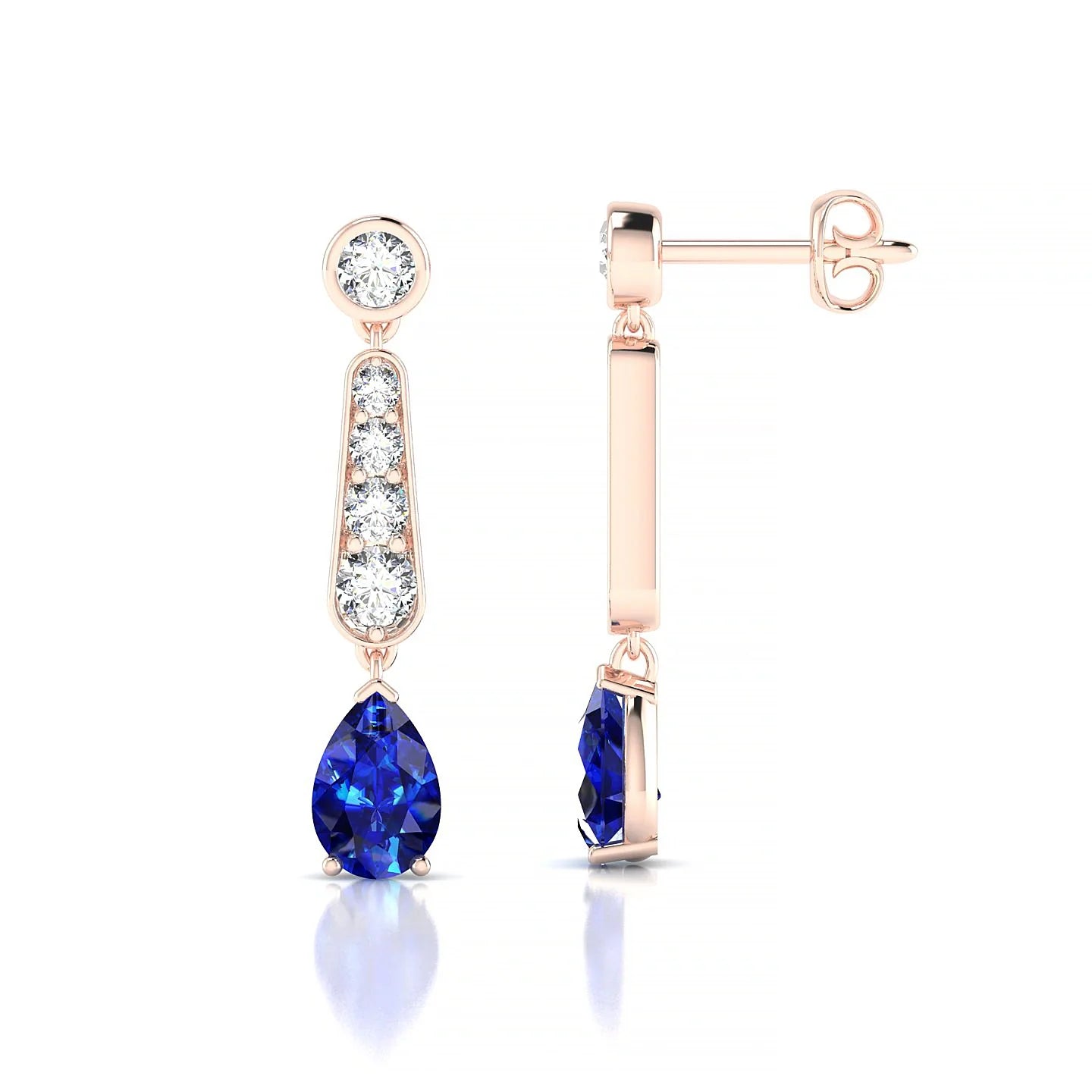 Favor | 18k Rose Gold 6 x 4 mm Pear Sapphire Earrings
