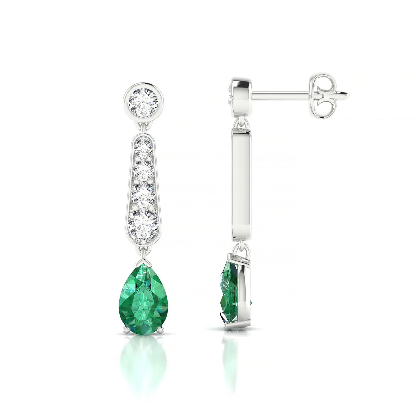 Favor | 18k White Gold 6 x 4 mm Pear Emerald Earrings