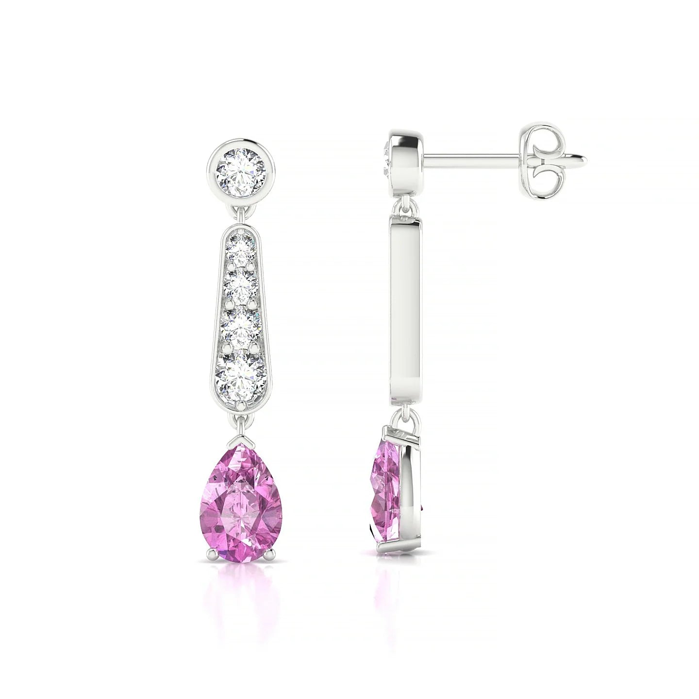 Favor | 18k White Gold 6 x 4 mm Pear Pink Sapphire Earrings
