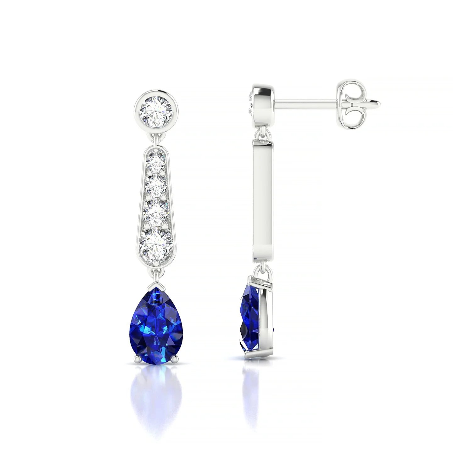 Favor | 18k White Gold 6 x 4 mm Pear Sapphire Earrings