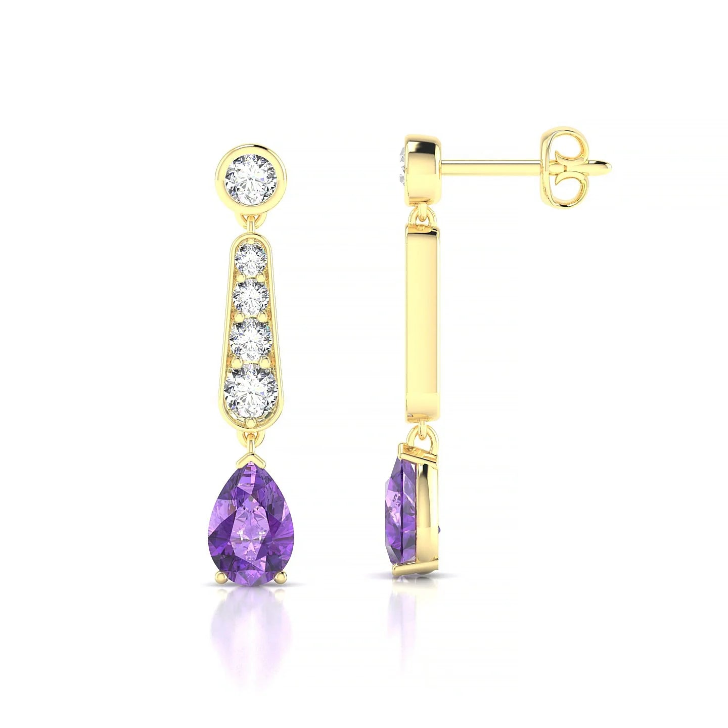 Favor | 18k Yellow Gold 6 x 4 mm Pear Amethyst Earrings