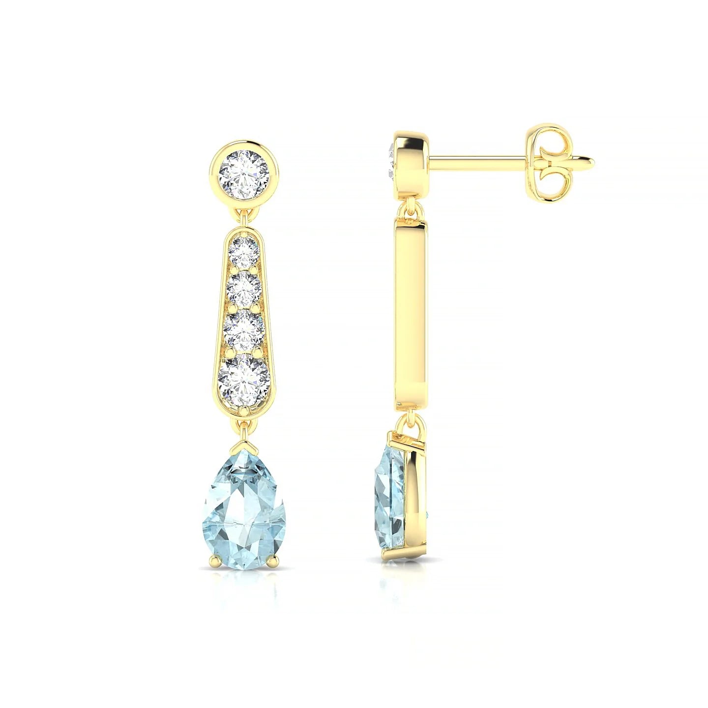 Favor | 18k Yellow Gold 6 x 4 mm Pear Aquamarine Earrings
