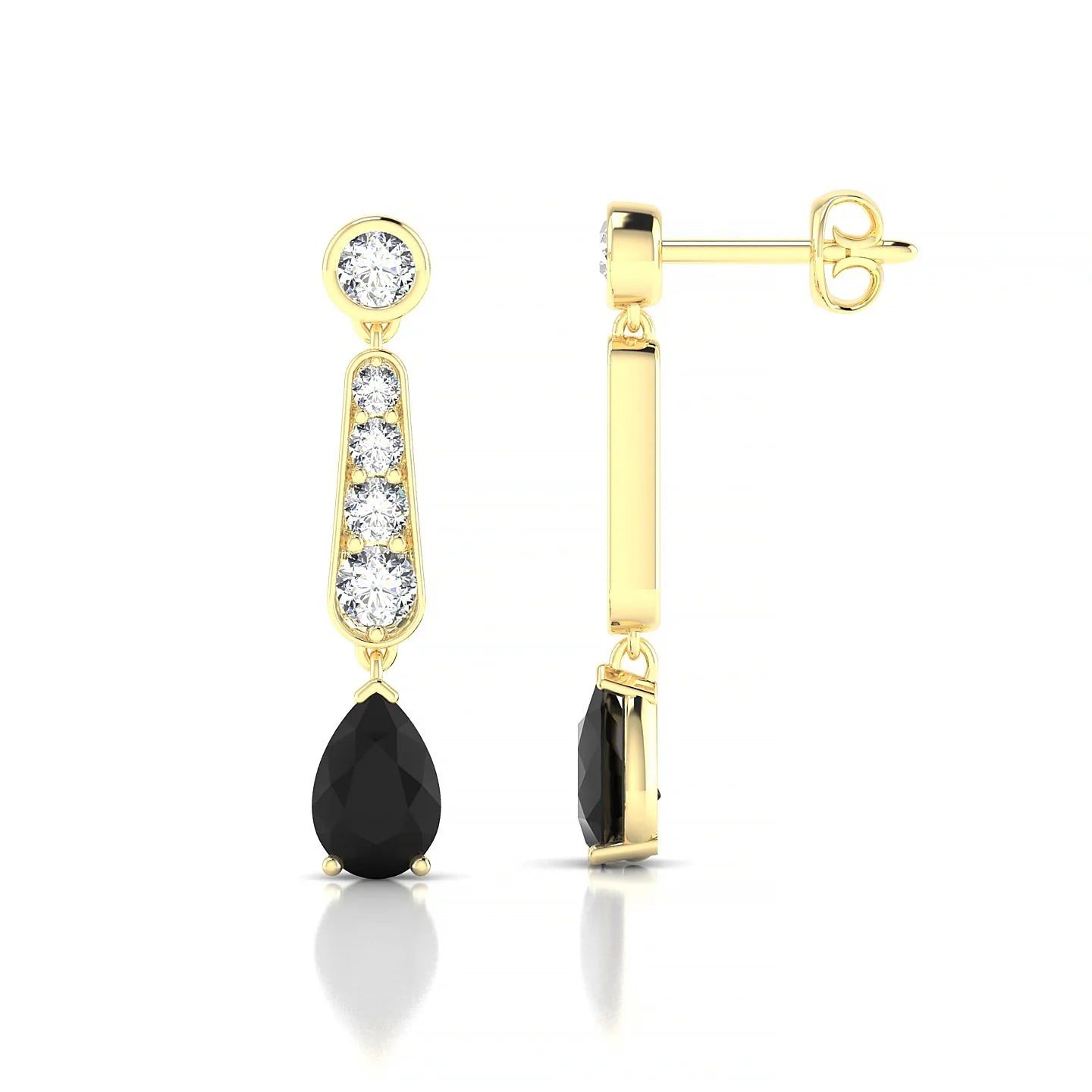 Favor | 18k Yellow Gold 6 x 4 mm Pear Black Diamond Earrings