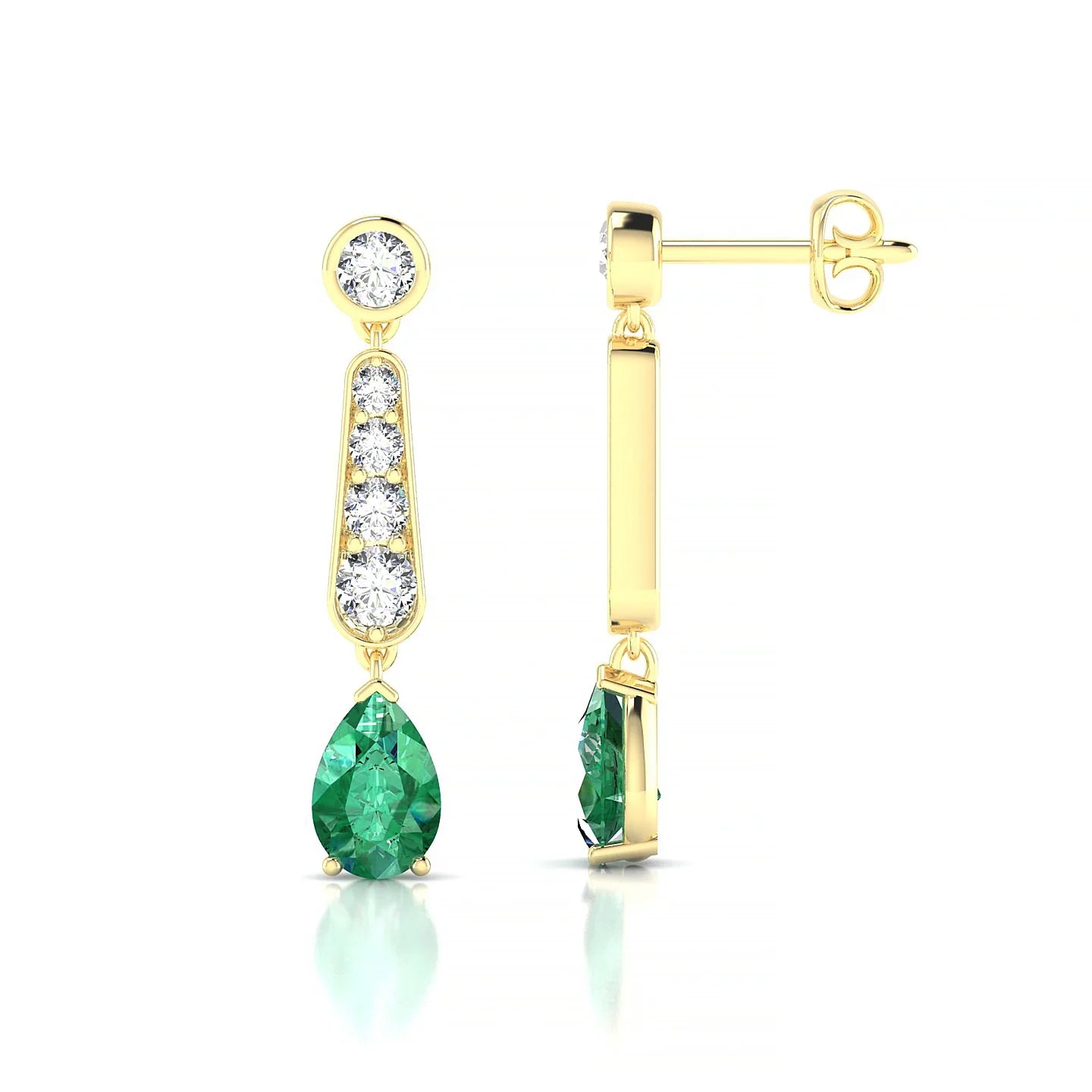 Favor | 18k Yellow Gold 6 x 4 mm Pear Emerald Earrings