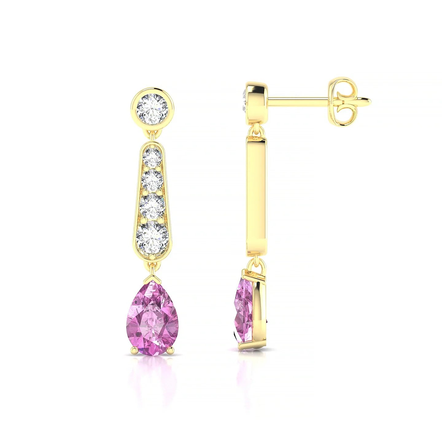 Favor | 18k Yellow Gold 6 x 4 mm Pear Pink Sapphire Earrings