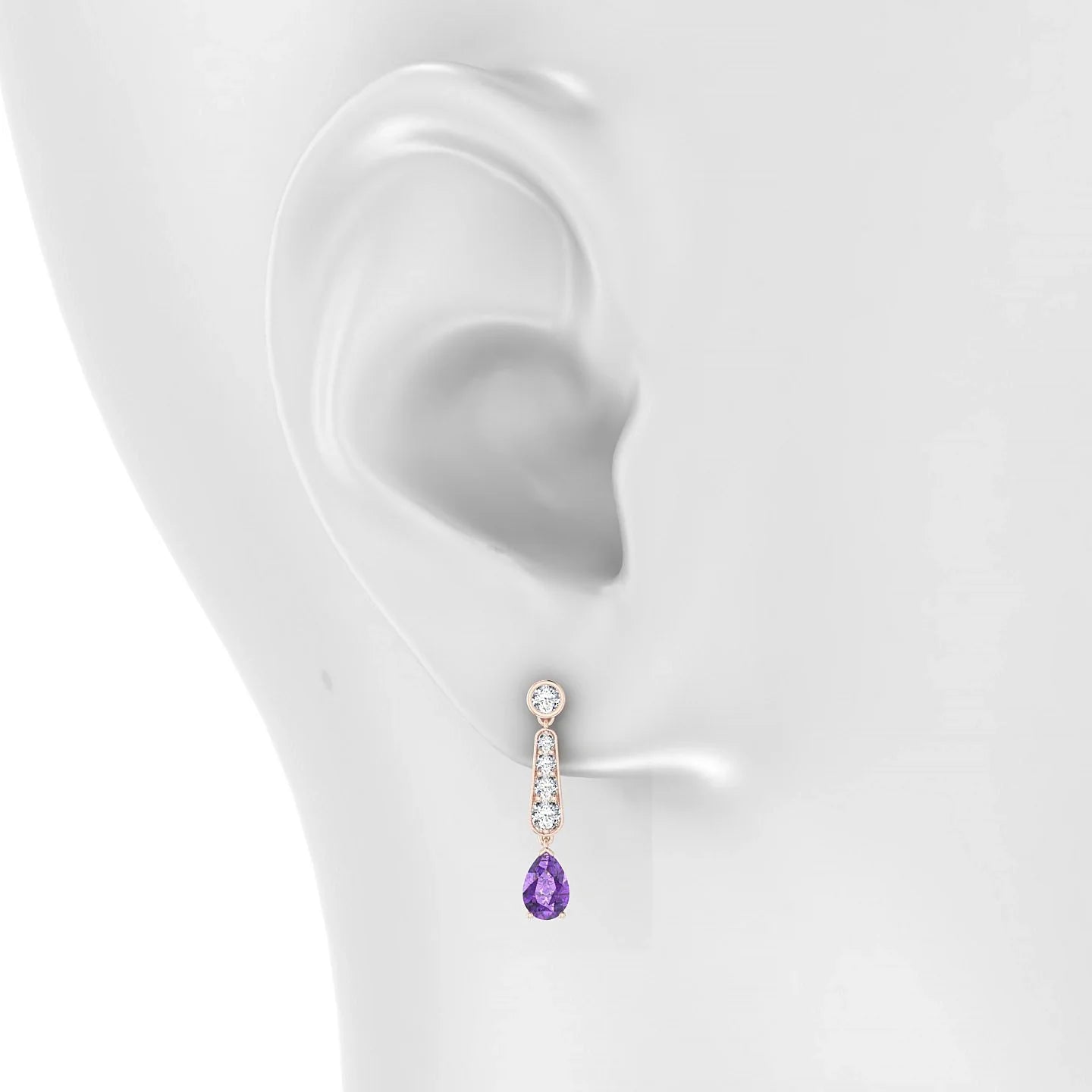 Favor | 18k Rose Gold 6 x 4 mm Pear Amethyst Earrings