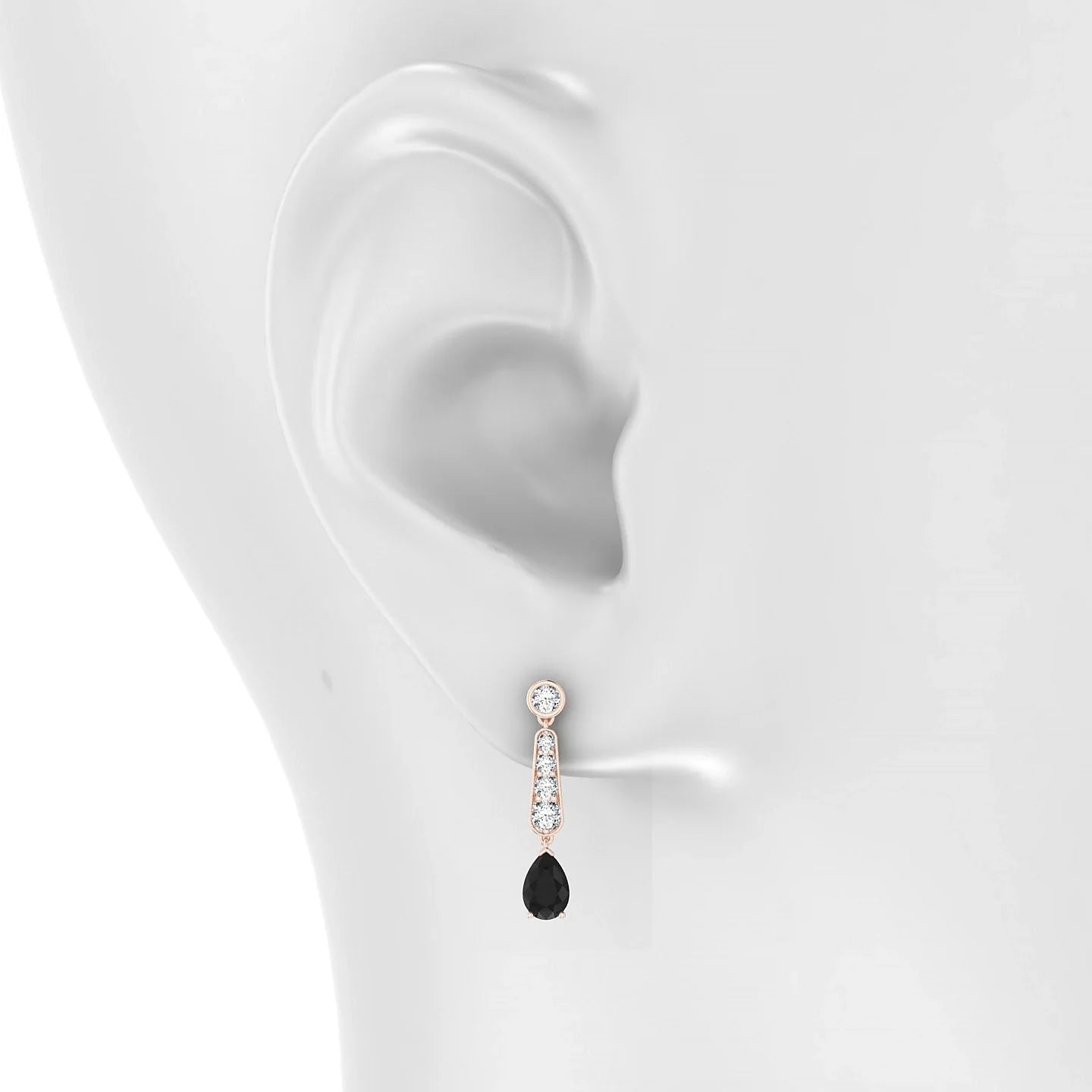 Favor | 18k Rose Gold 6 x 4 mm Pear Black Diamond Earrings