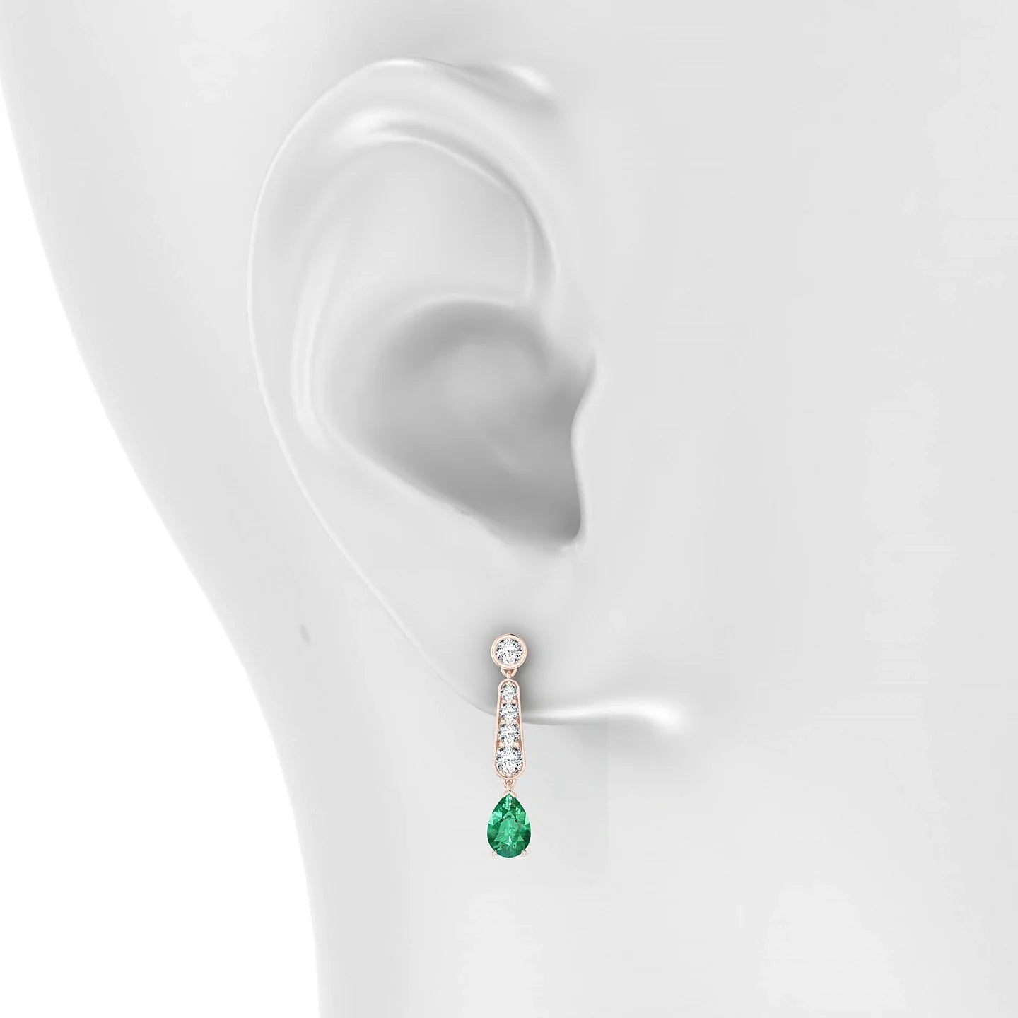 Favor | 18k Rose Gold 6 x 4 mm Pear Emerald Earrings