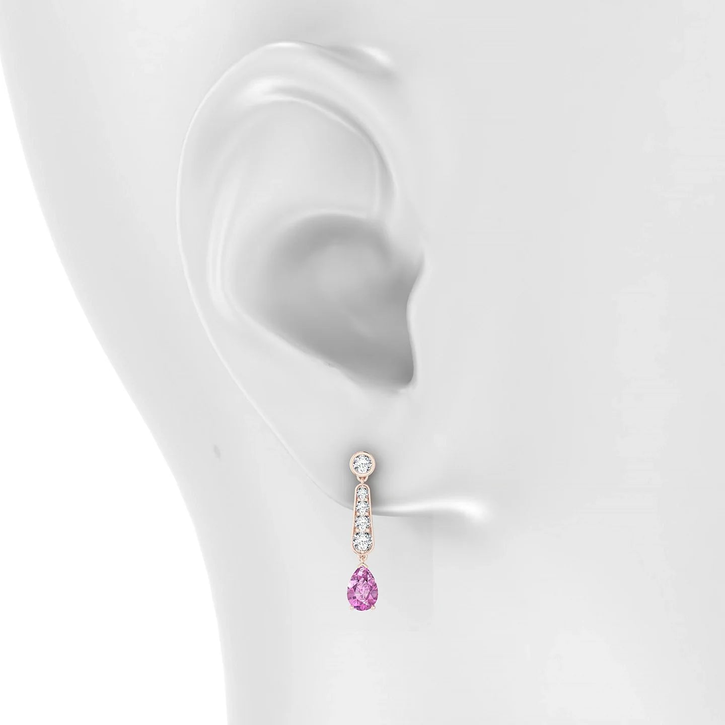 Favor | 18k Rose Gold 6 x 4 mm Pear Pink Sapphire Earrings