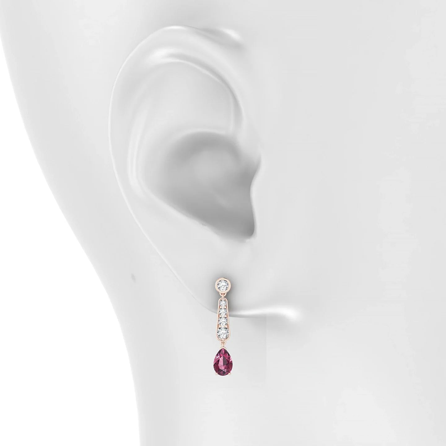 Favor | 18k Rose Gold 6 x 4 mm Pear Rhodolite Earrings