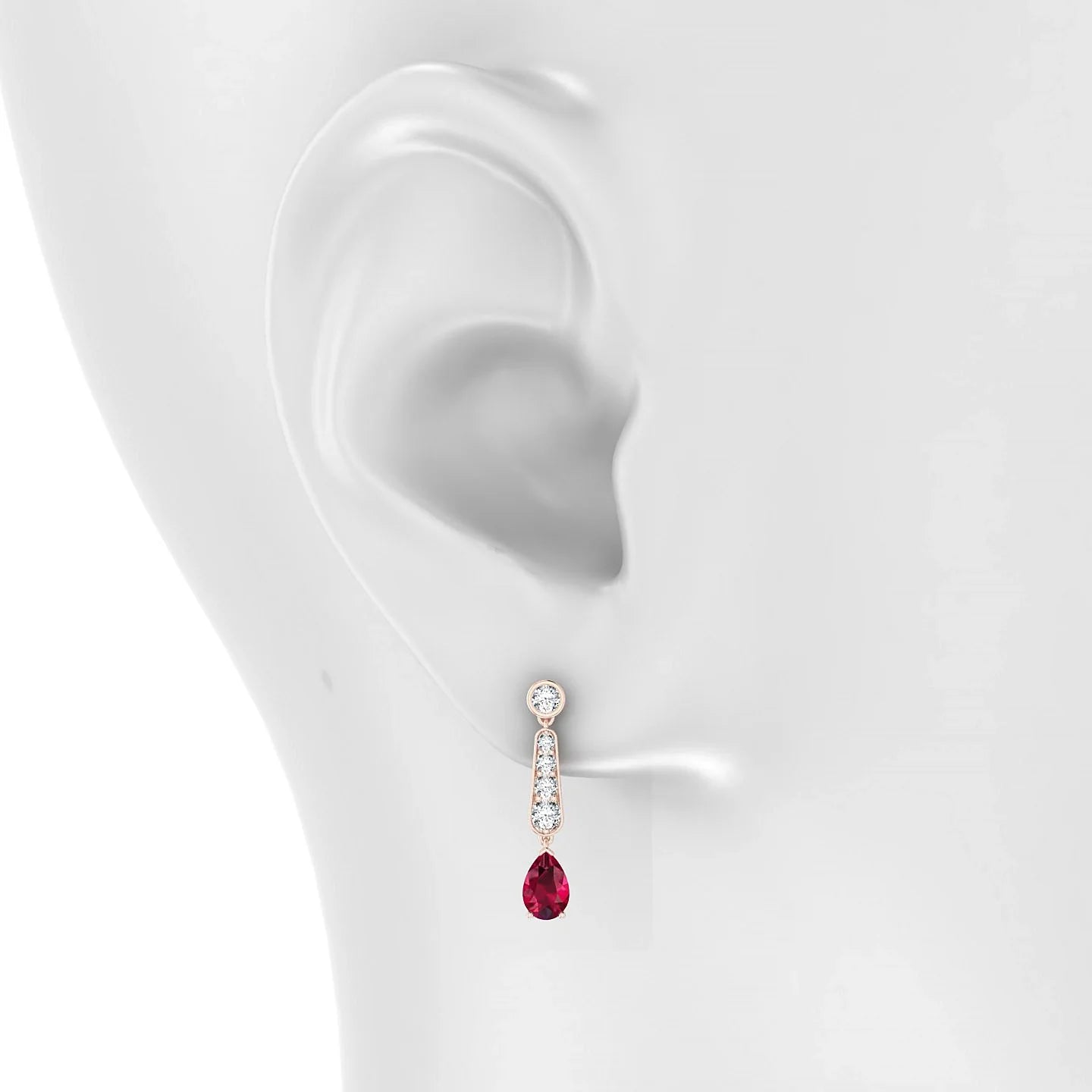 Favor | 18k Rose Gold 6 x 4 mm Pear Ruby Earrings