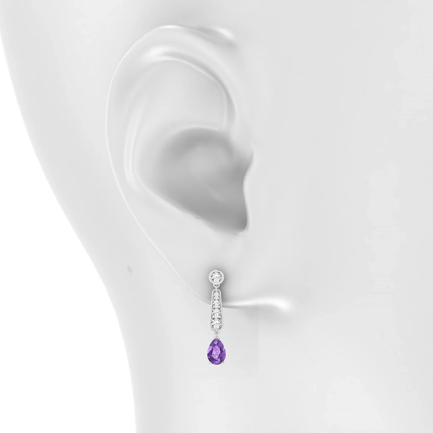 Favor | 18k White Gold 6 x 4 mm Pear Amethyst Earrings