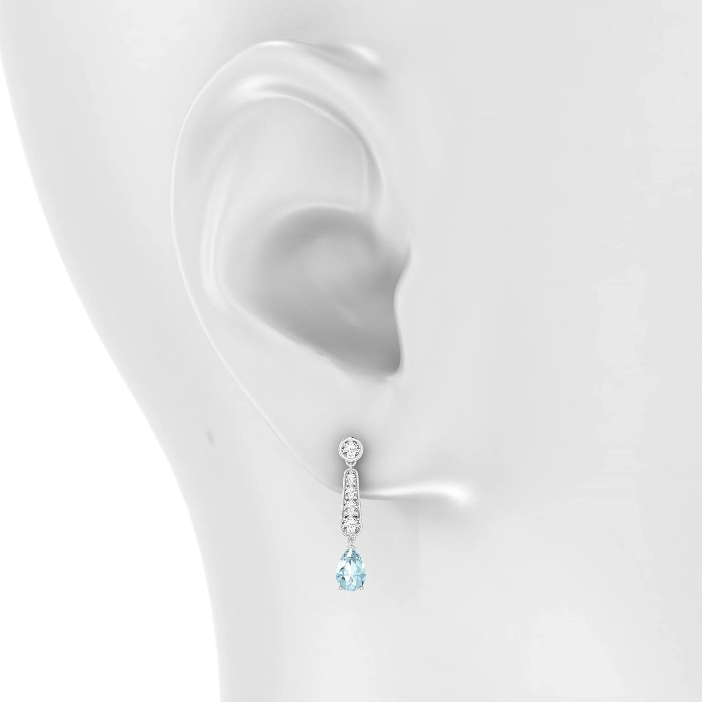 Favor | 18k White Gold 6 x 4 mm Pear Aquamarine Earrings