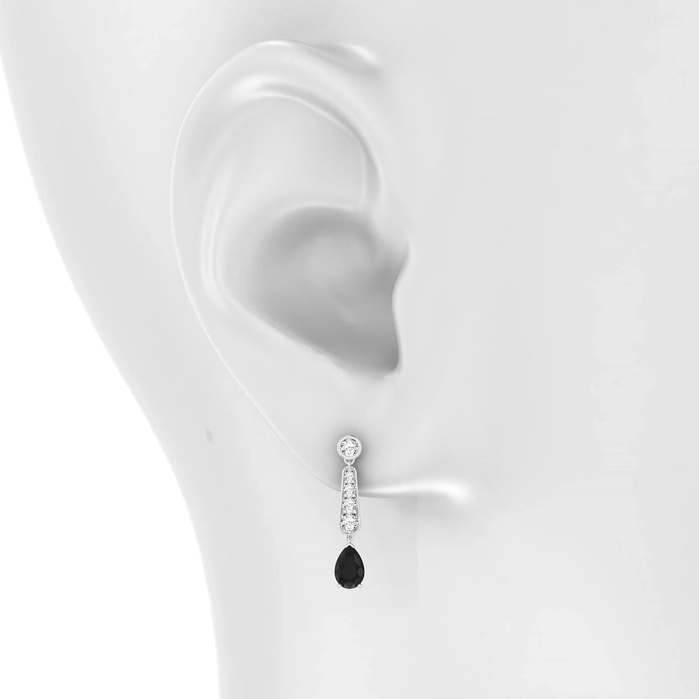 Favor | 18k White Gold 6 x 4 mm Pear Black Diamond Earrings
