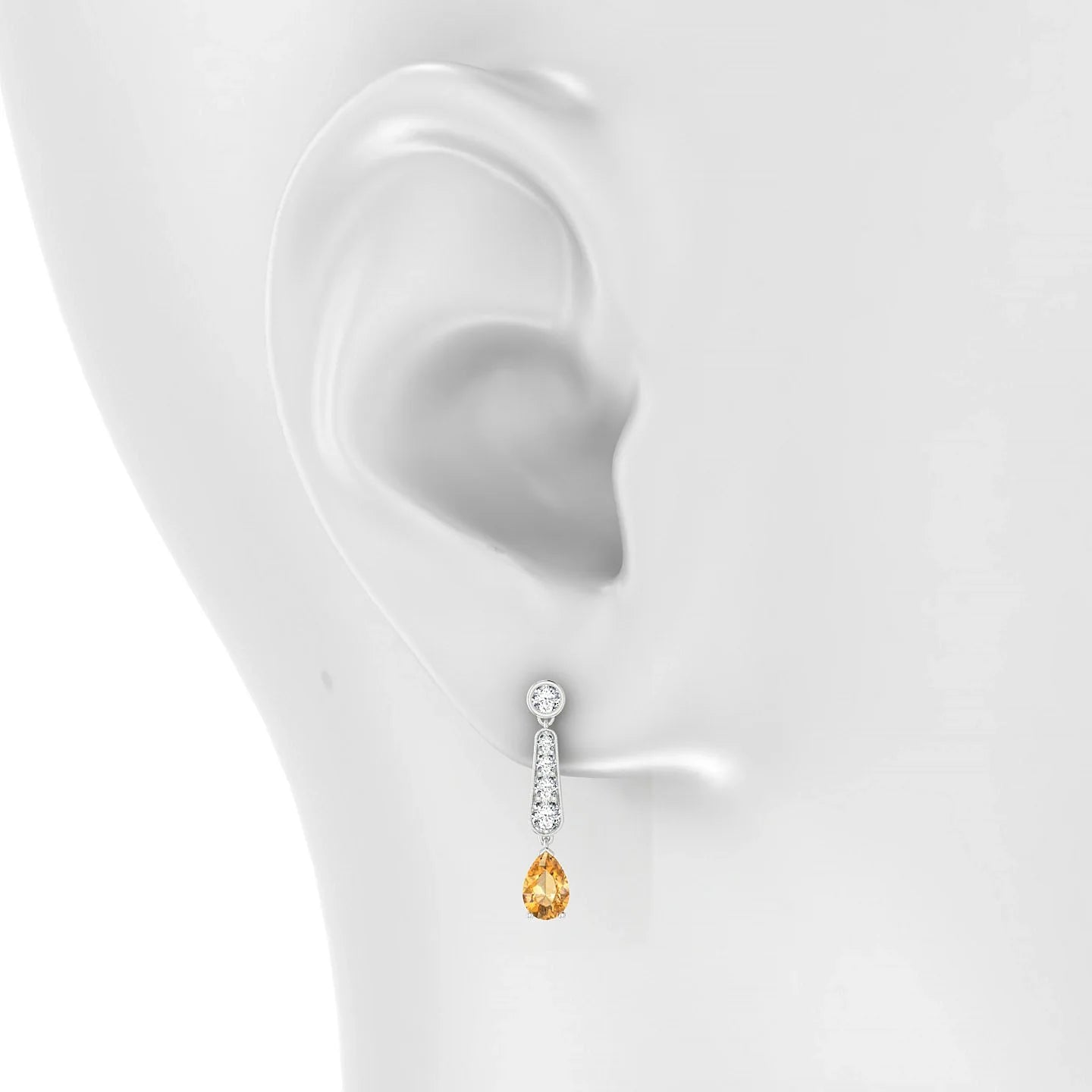 Favor | 18k White Gold 6 x 4 mm Pear Citrine Earrings