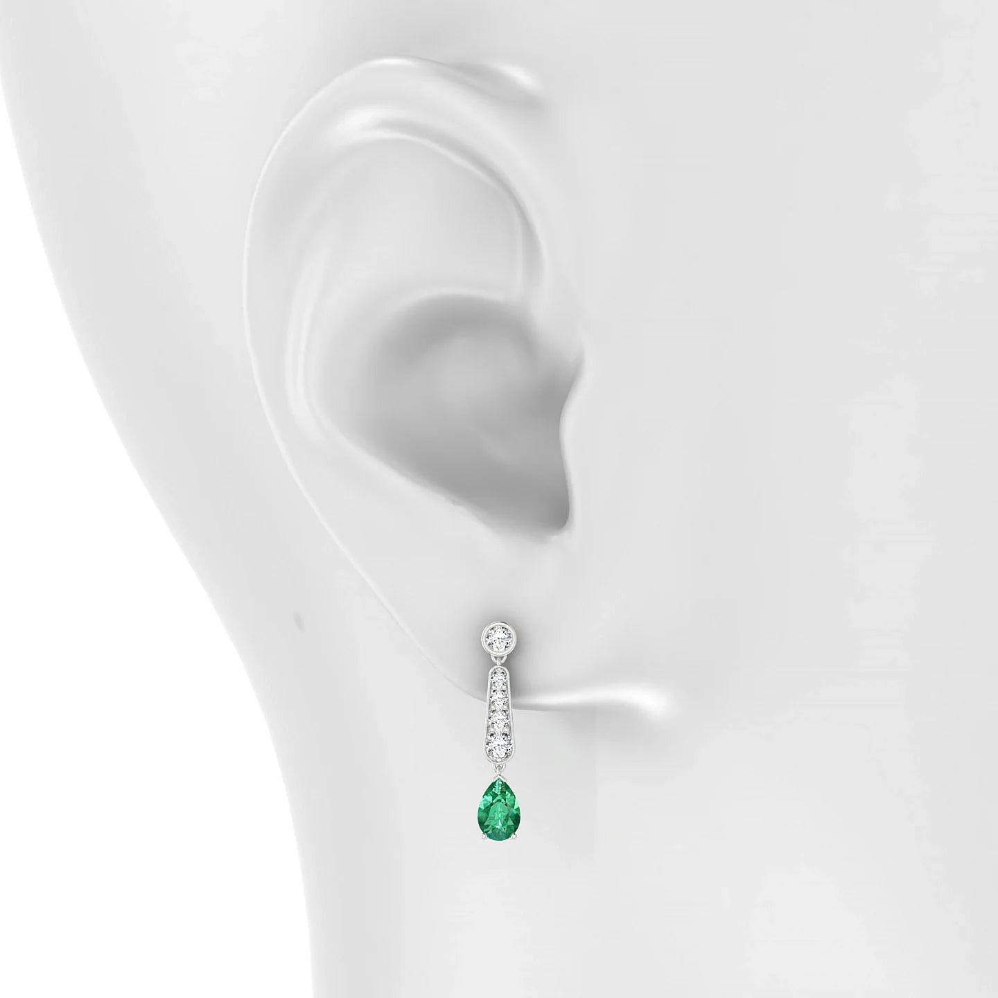 Favor | 18k White Gold 6 x 4 mm Pear Emerald Earrings