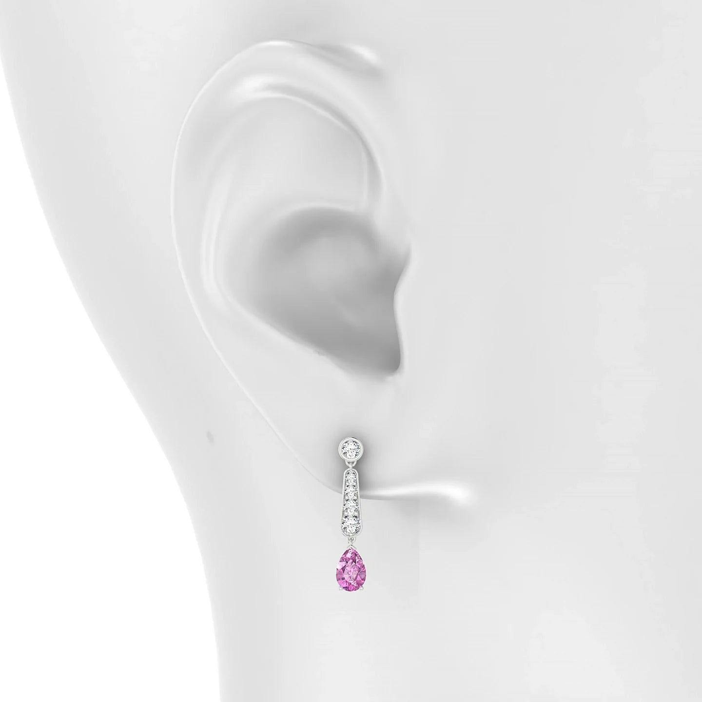 Favor | 18k White Gold 6 x 4 mm Pear Pink Sapphire Earrings