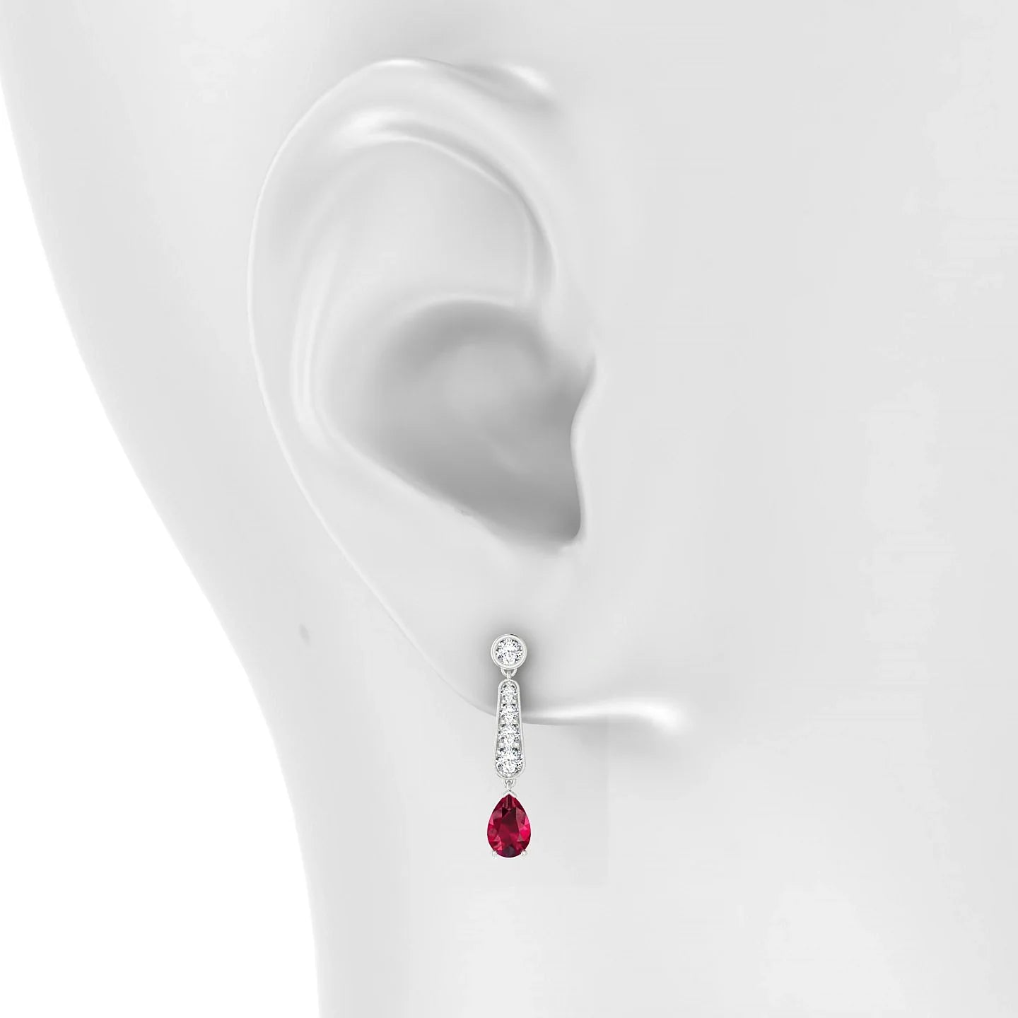 Favor | 18k White Gold 6 x 4 mm Pear Ruby Earrings