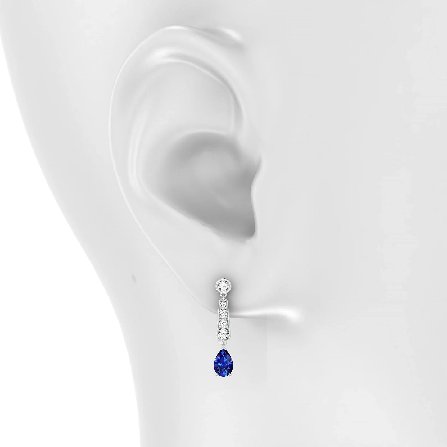 Favor | 18k White Gold 6 x 4 mm Pear Sapphire Earrings