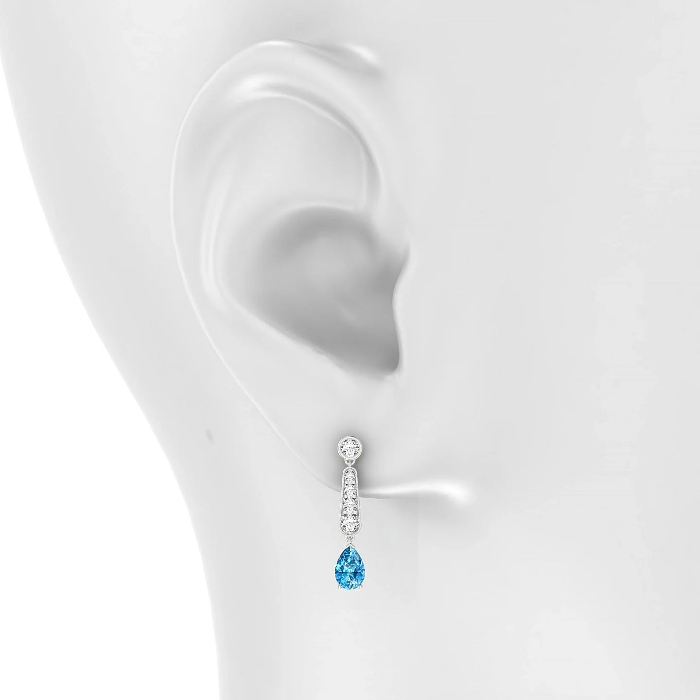 Favor | 18k White Gold 6 x 4 mm Pear Topaz Earrings