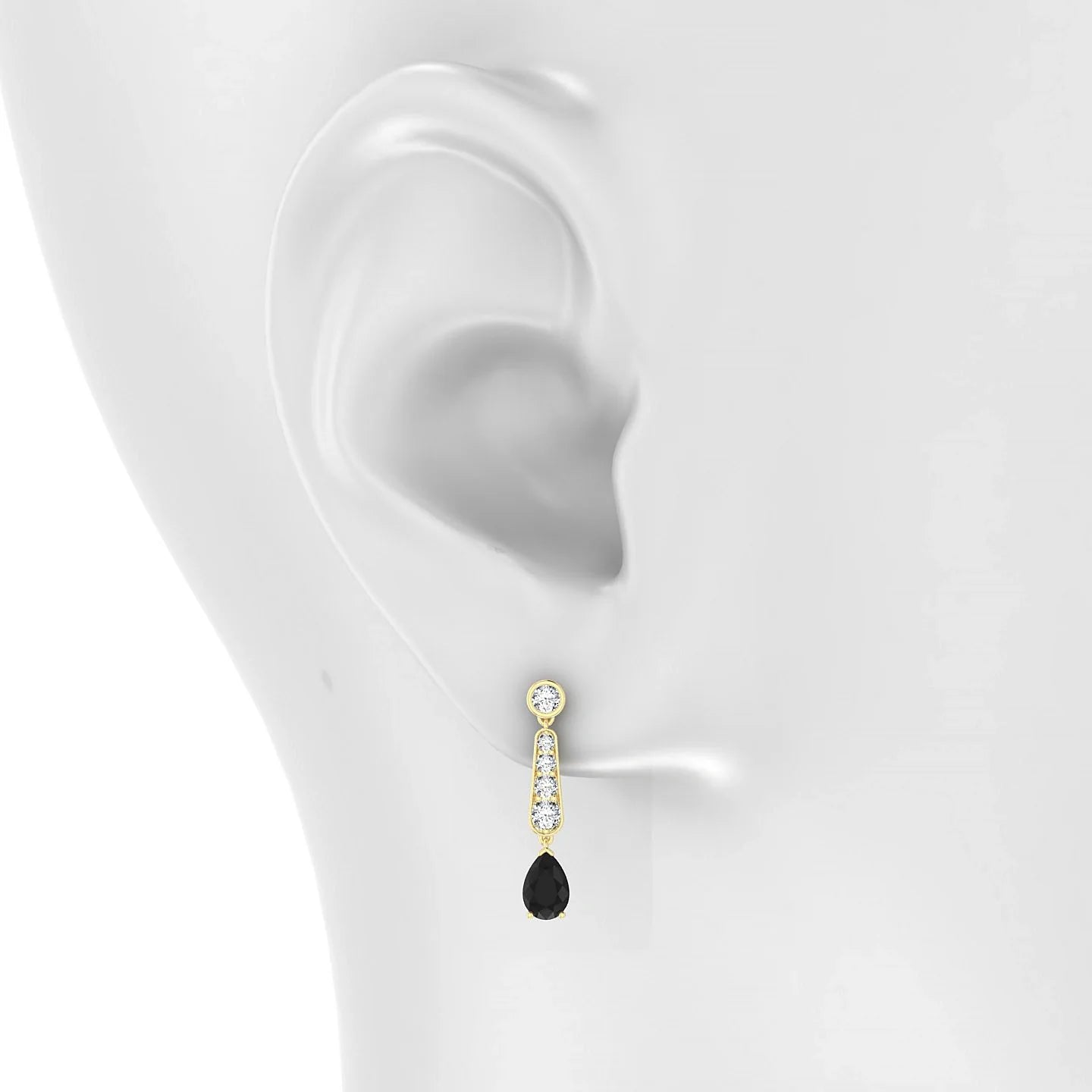 Favor | 18k Yellow Gold 6 x 4 mm Pear Black Diamond Earrings