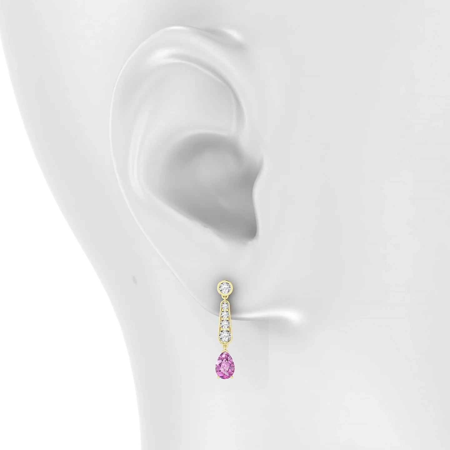 Favor | 18k Yellow Gold 6 x 4 mm Pear Pink Sapphire Earrings