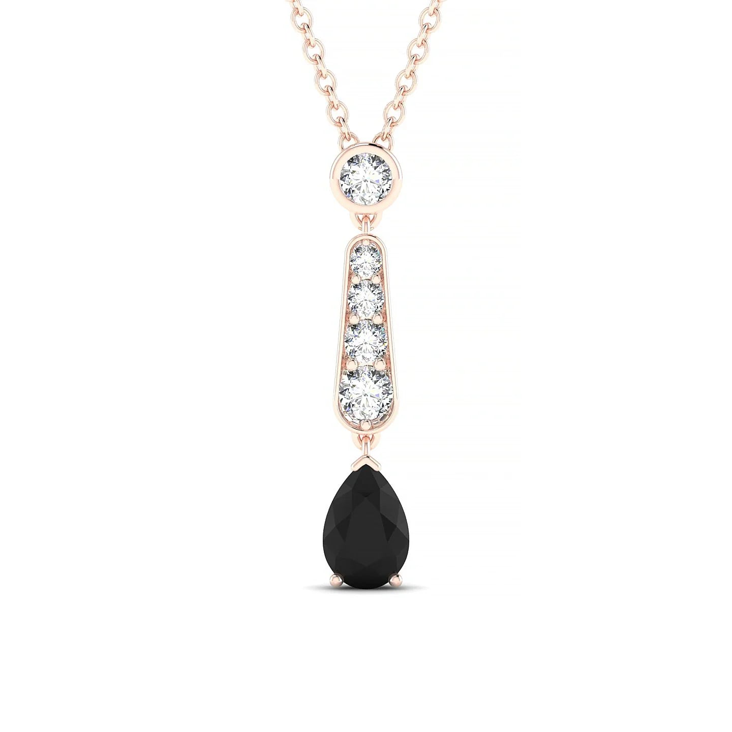 Favor | 18k Rose Gold 6 x 4 mm Pear Black Diamond Pendant