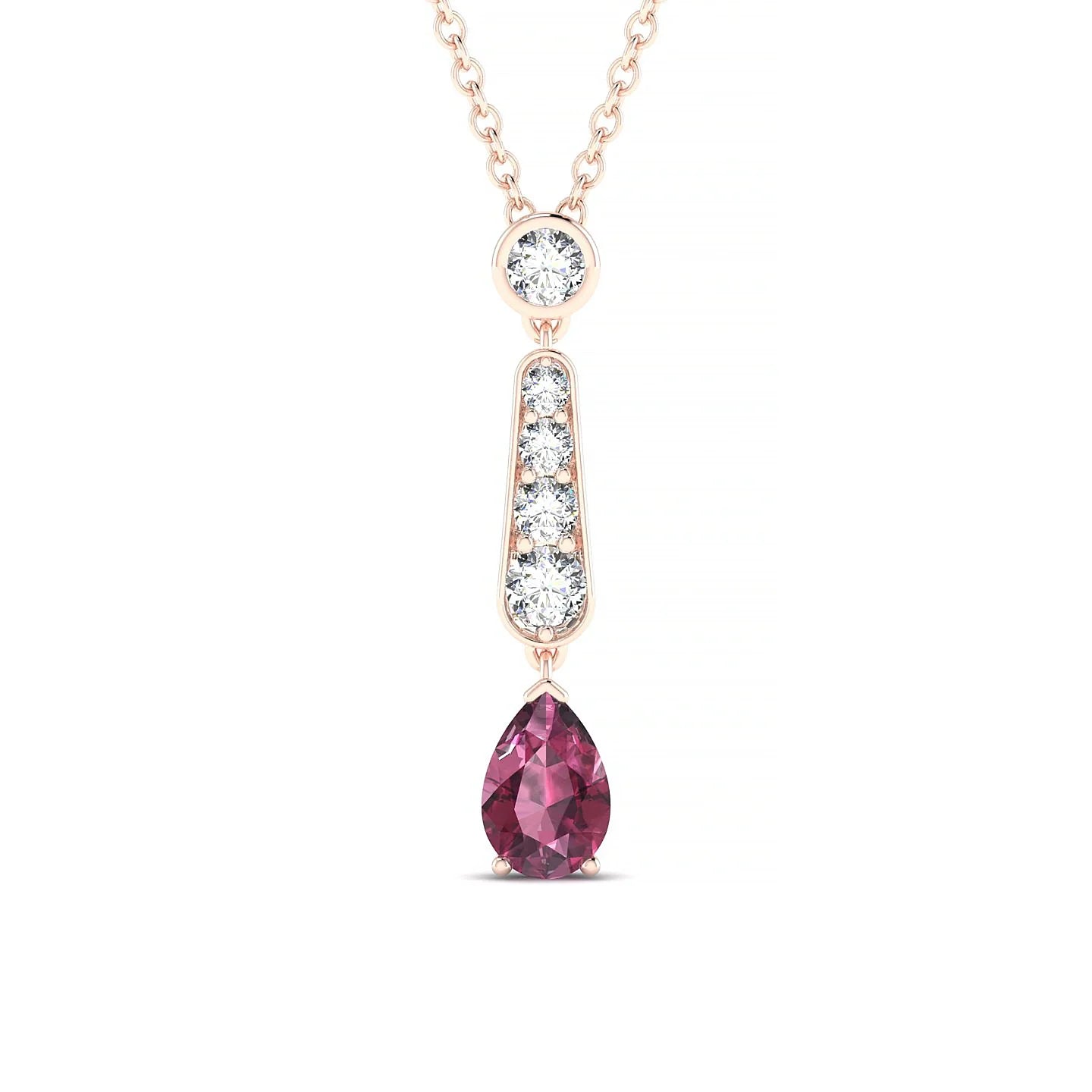 Favor | 18k Rose Gold 6 x 4 mm Pear Rhodolite Pendant