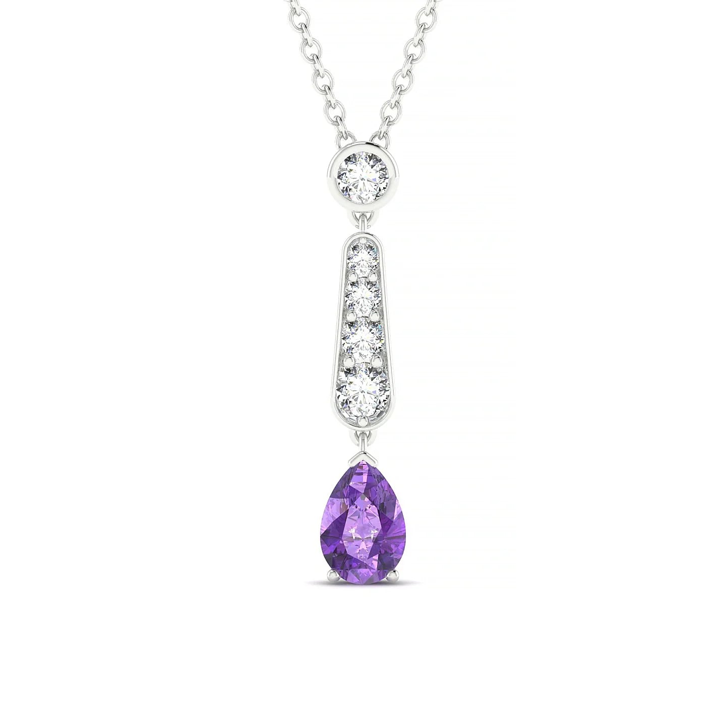 Favor | 18k White Gold 6 x 4 mm Pear Amethyst Pendant