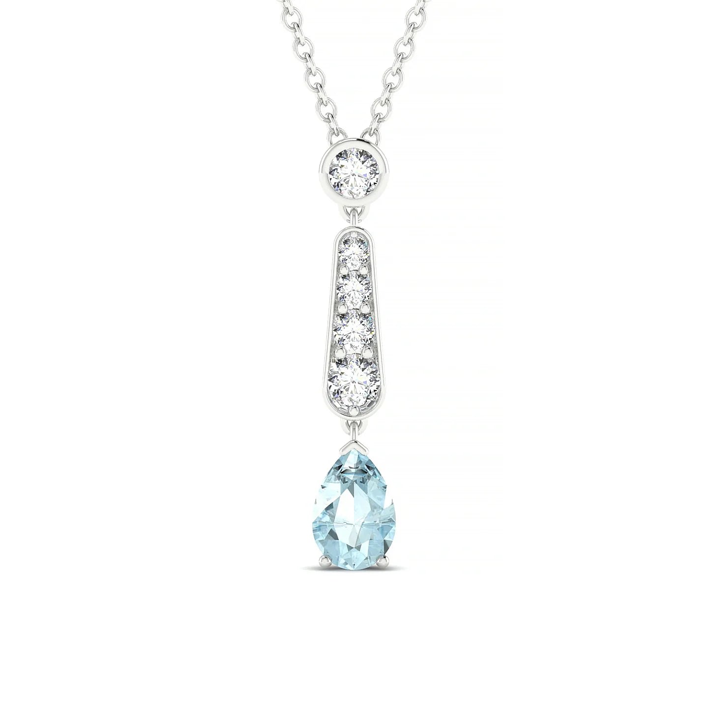 Favor | 18k White Gold 6 x 4 mm Pear Aquamarine Pendant