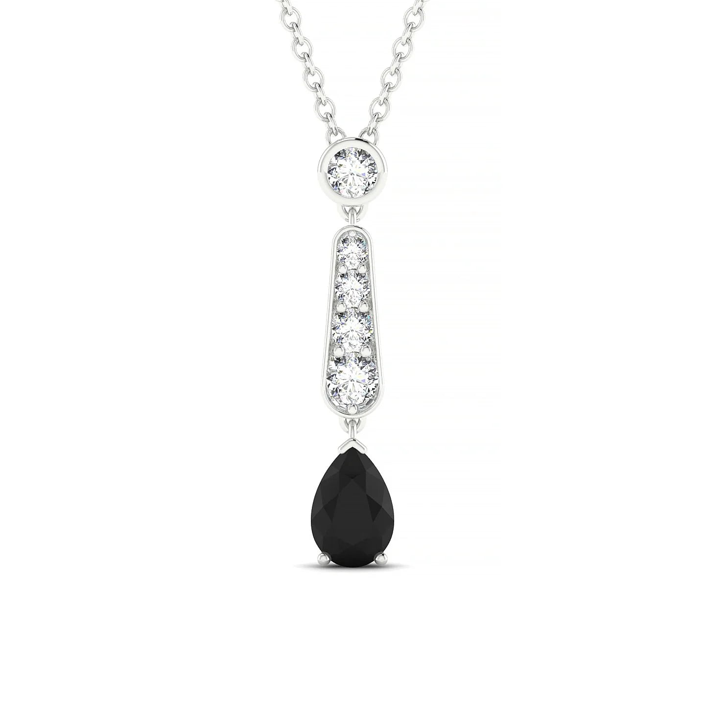 Favor | 18k White Gold 6 x 4 mm Pear Black Diamond Pendant