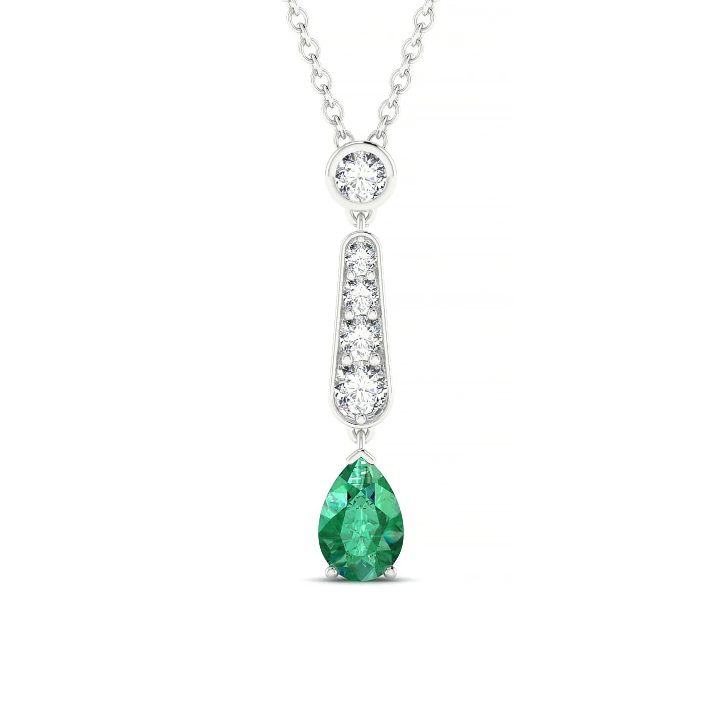 Favor | 18k White Gold 6 x 4 mm Pear Emerald Pendant