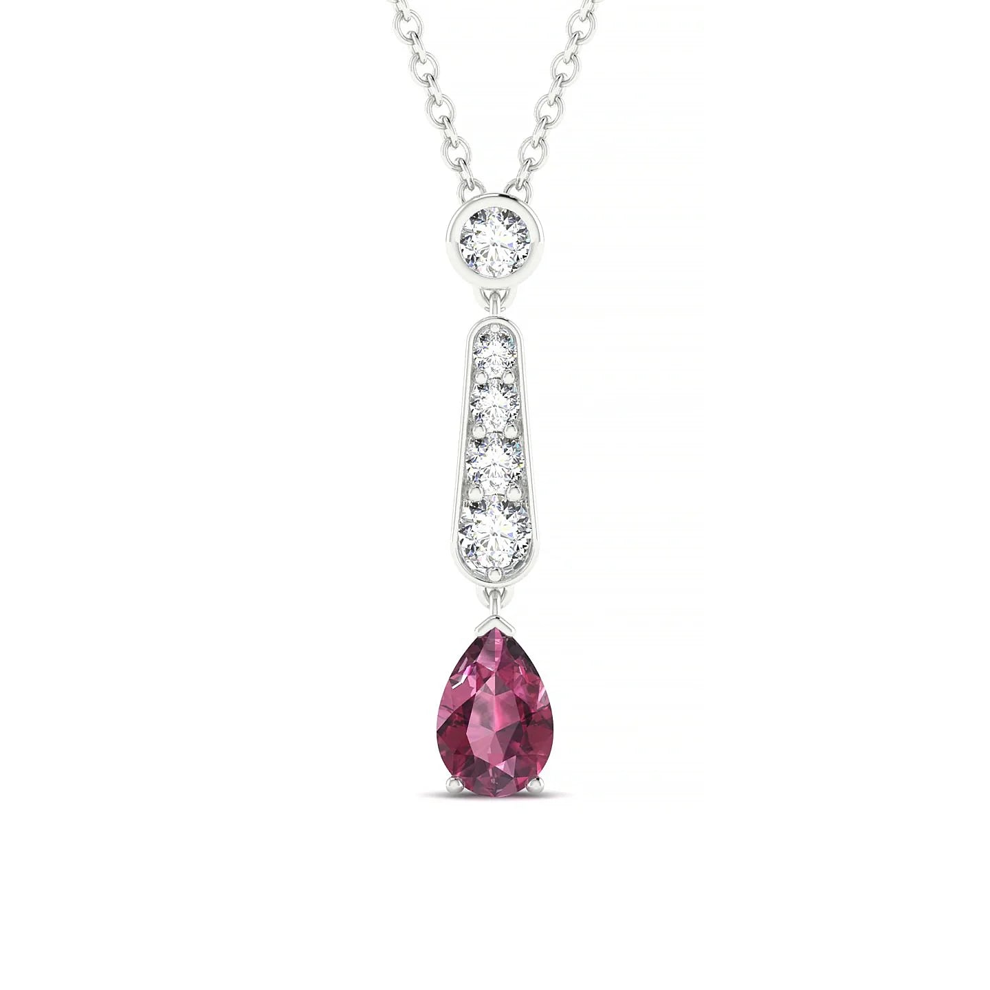 Favor | 18k White Gold 6 x 4 mm Pear Rhodolite Pendant