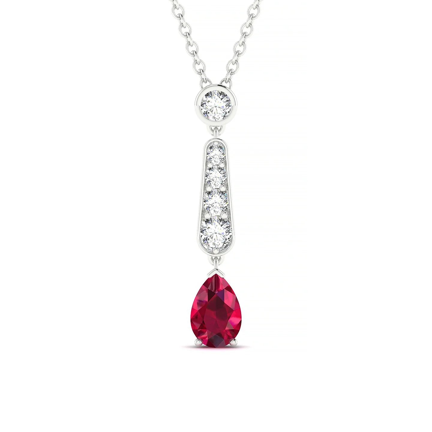 Favor | 18k White Gold 6 x 4 mm Pear Ruby Pendant