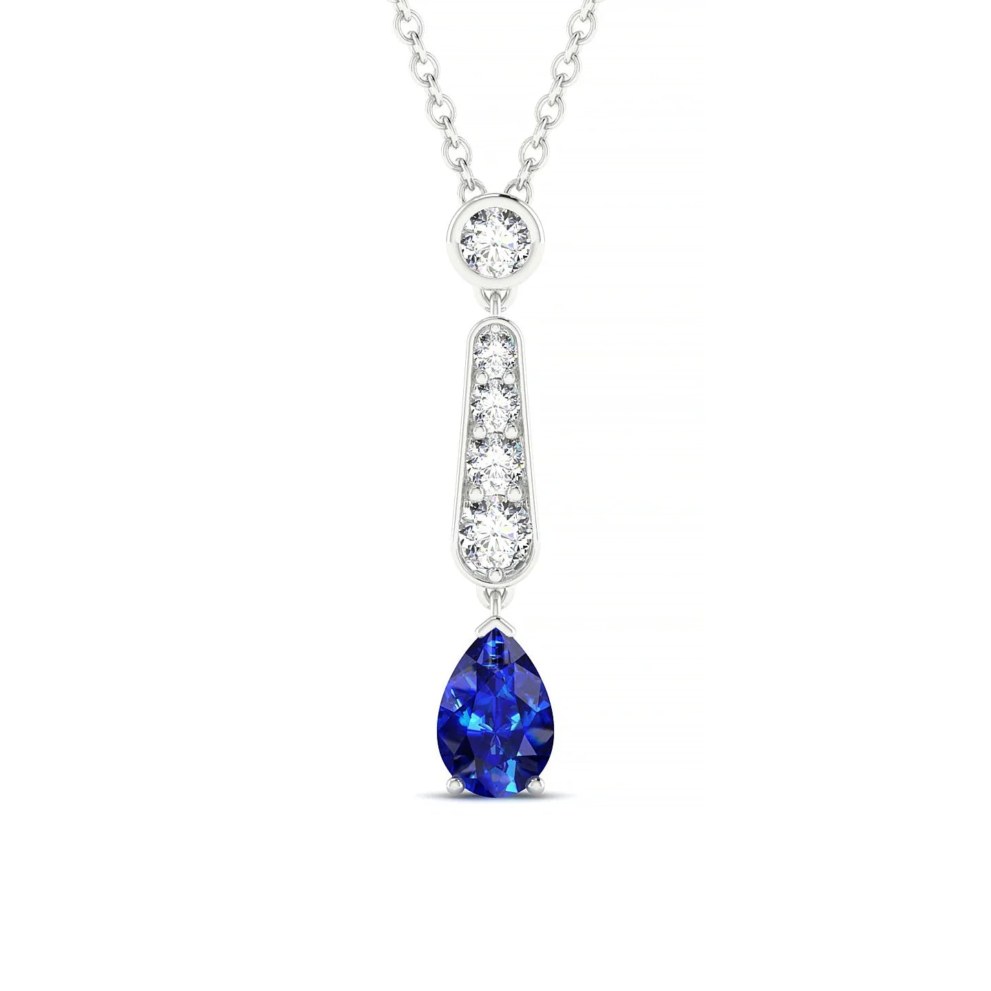 Favor | 18k White Gold 6 x 4 mm Pear Sapphire Pendant