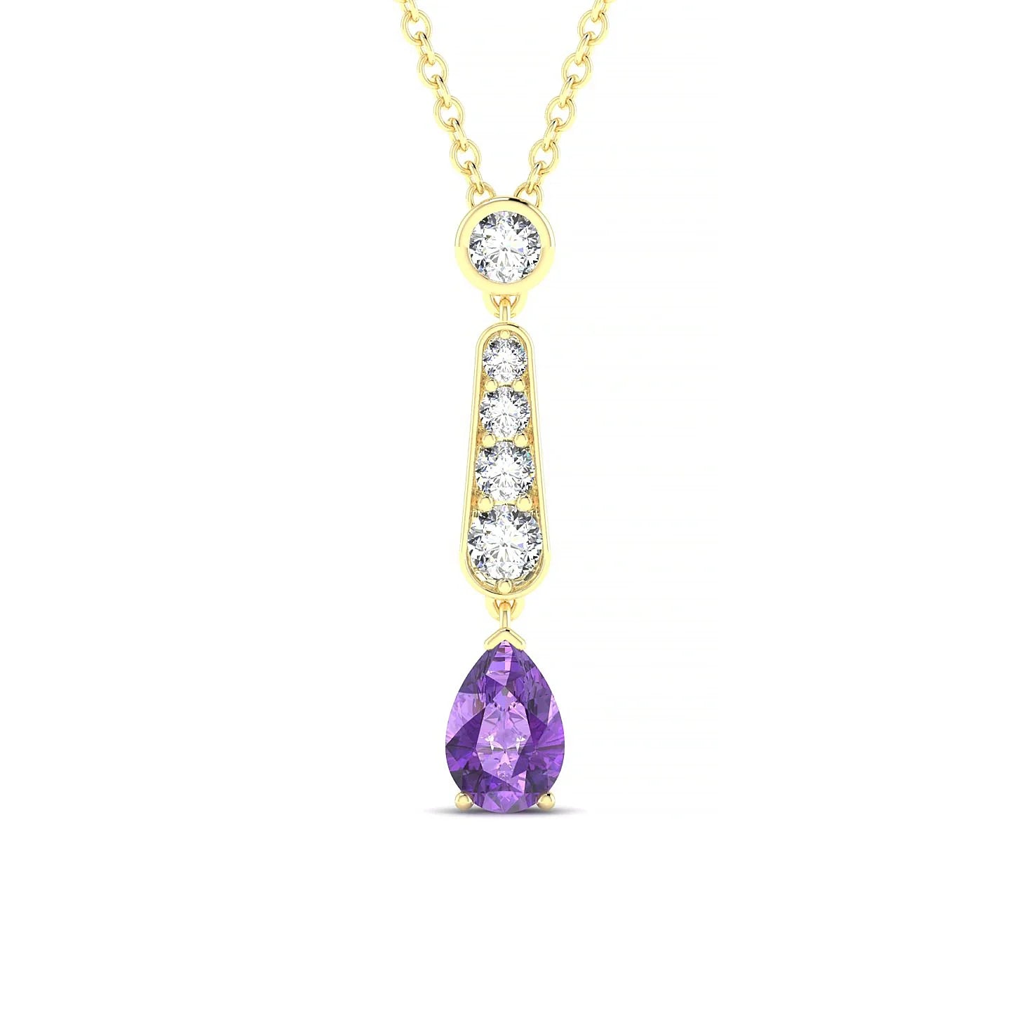 Favor | 18k Yellow Gold 6 x 4 mm Pear Amethyst Pendant