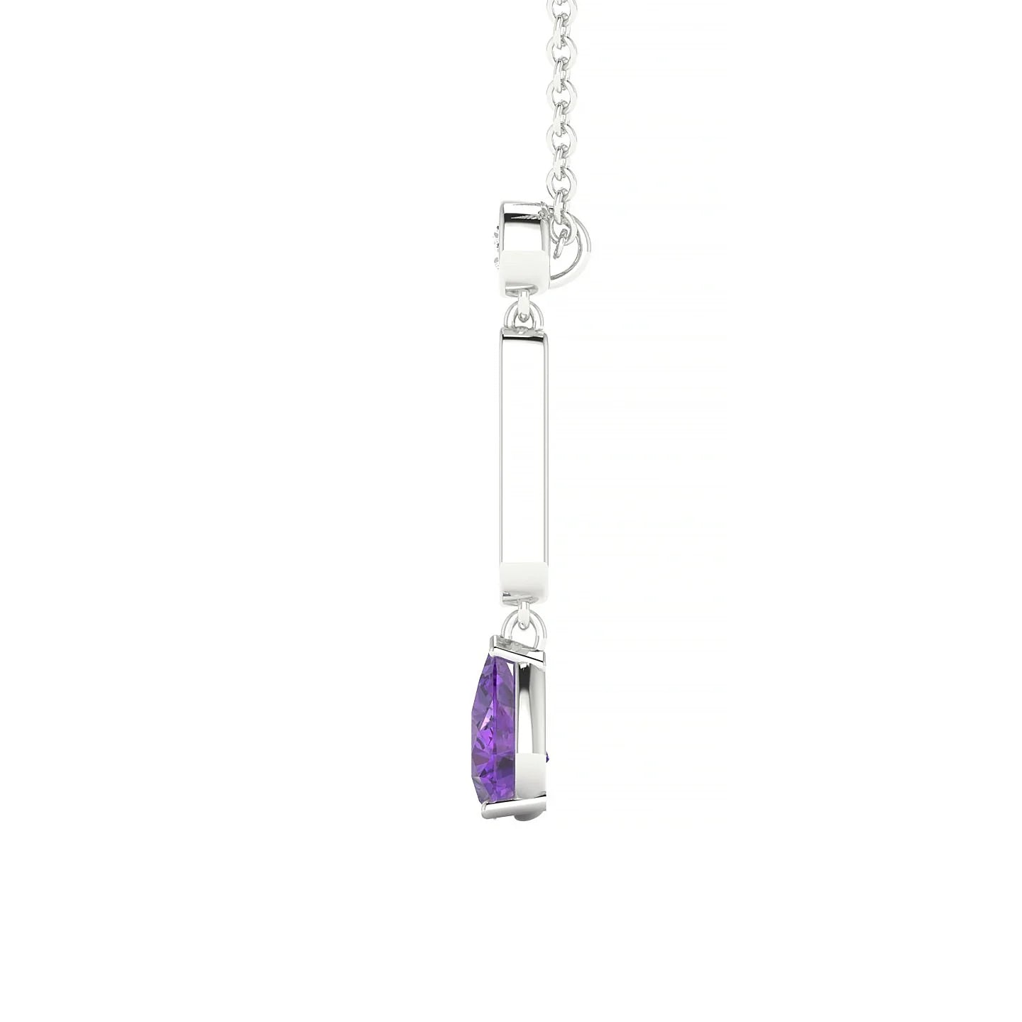 Favor | 18k White Gold 6 x 4 mm Pear Amethyst Pendant