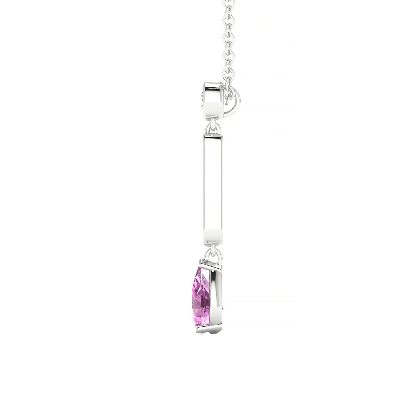 Favor | 18k White Gold 6 x 4 mm Pear Pink Sapphire Pendant