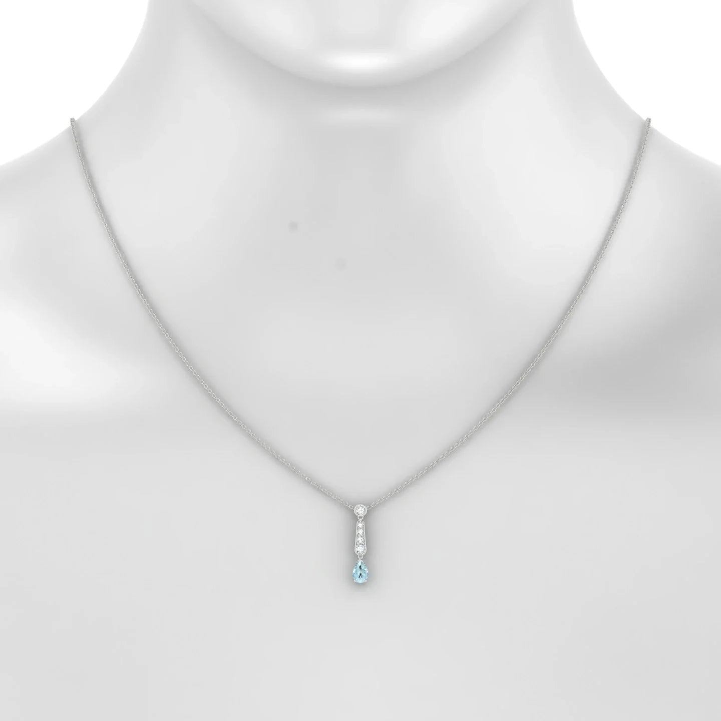 Favor | 18k White Gold 6 x 4 mm Pear Aquamarine Pendant
