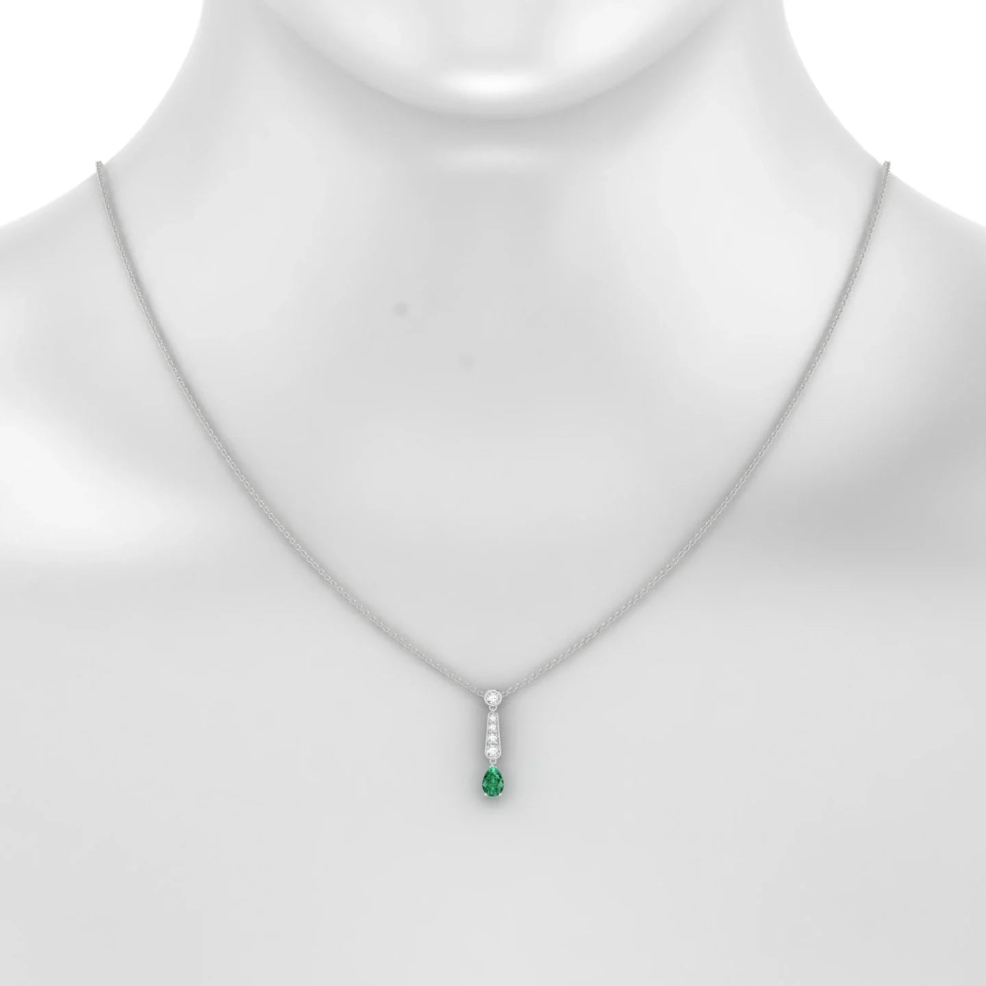 Favor | 18k White Gold 6 x 4 mm Pear Emerald Pendant