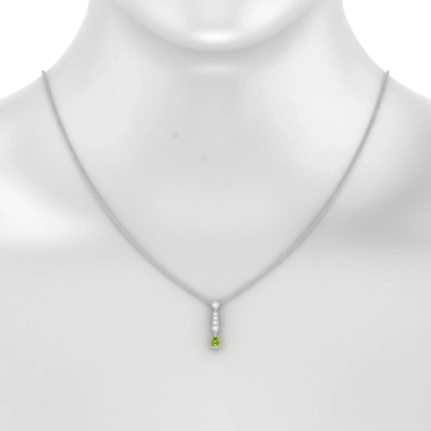 Favor | 18k White Gold 6 x 4 mm Pear Peridot Pendant