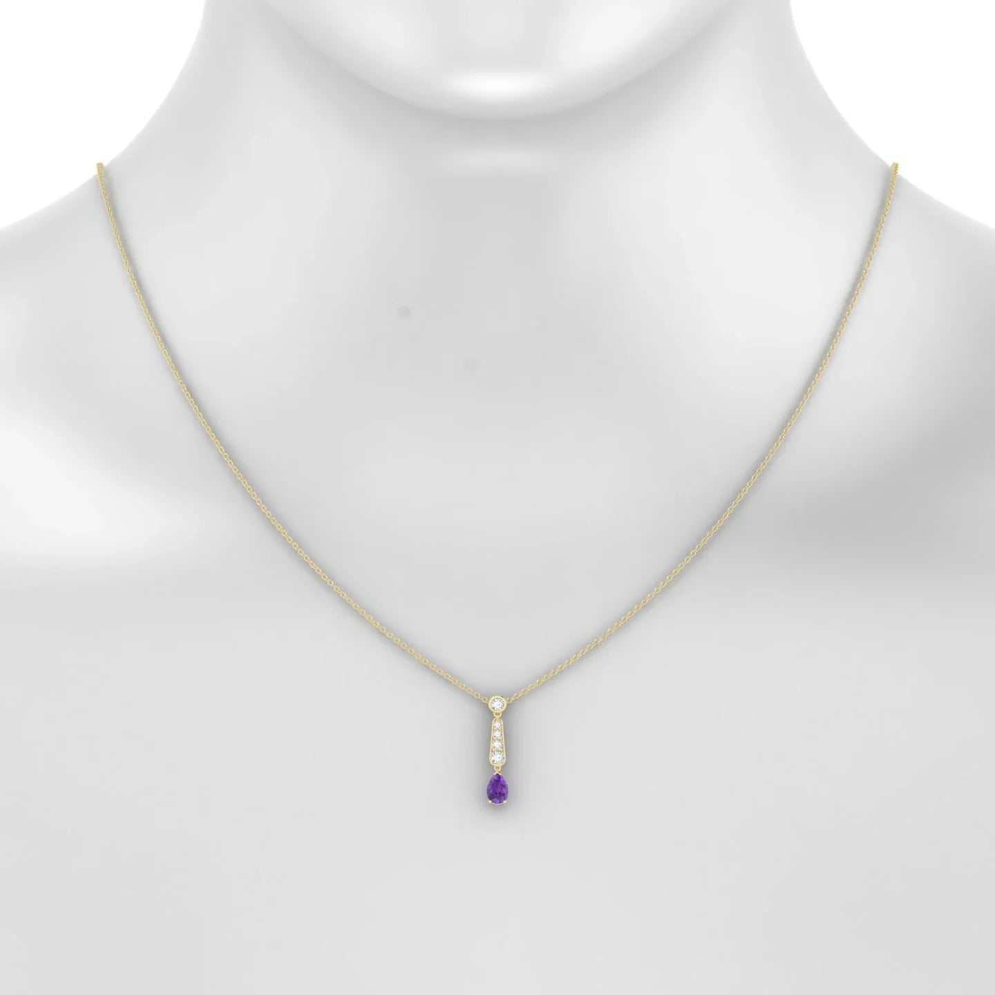 Favor | 18k Yellow Gold 6 x 4 mm Pear Amethyst Pendant