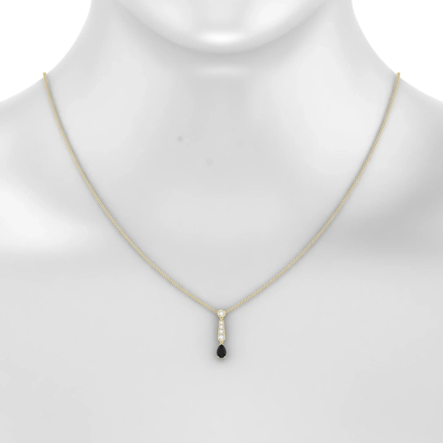 Favor | 18k Yellow Gold 6 x 4 mm Pear Black Diamond Pendant