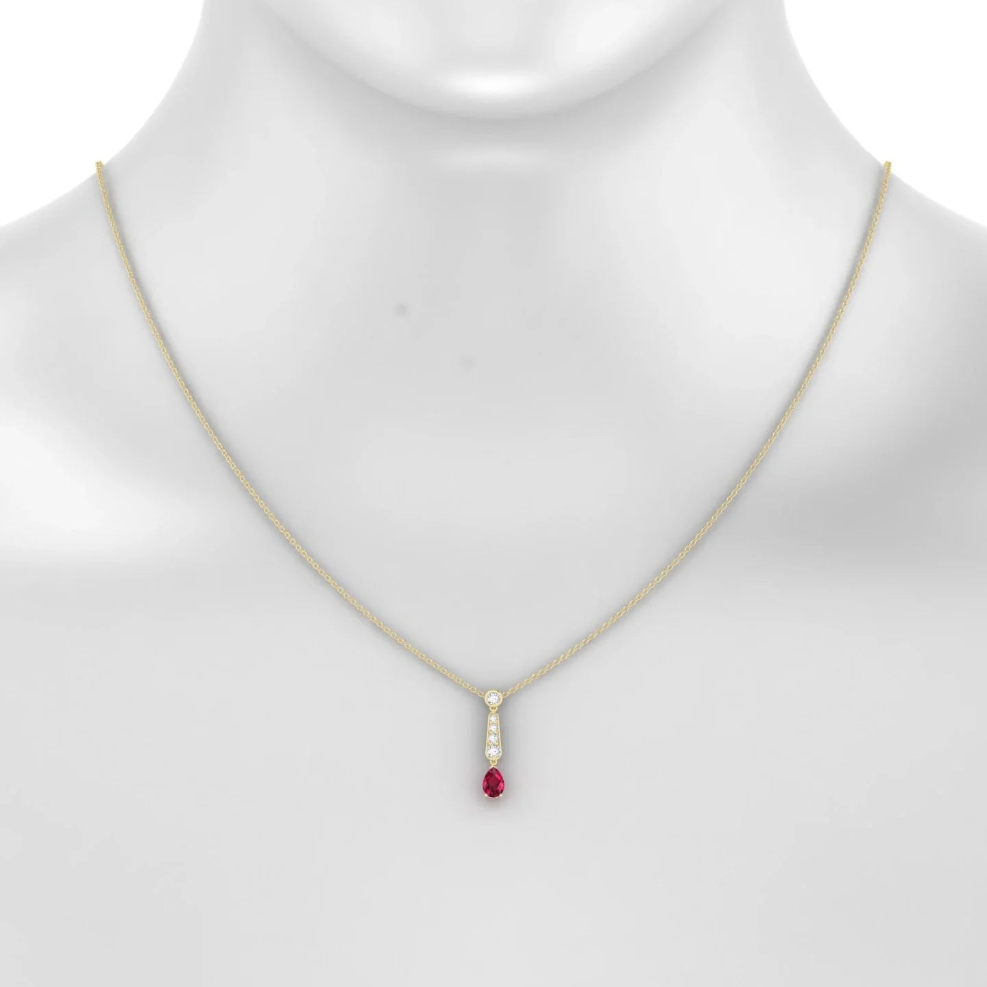 Favor | 18k Yellow Gold 6 x 4 mm Pear Ruby Pendant
