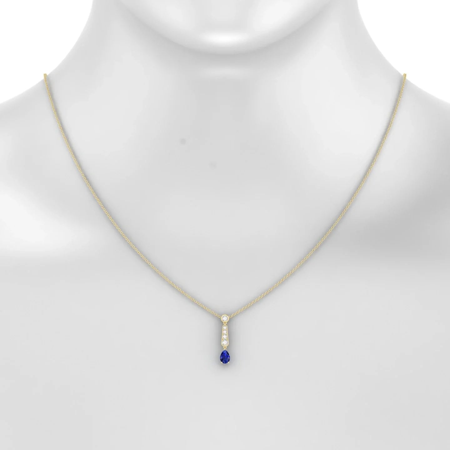 Favor | 18k Yellow Gold 6 x 4 mm Pear Sapphire Pendant