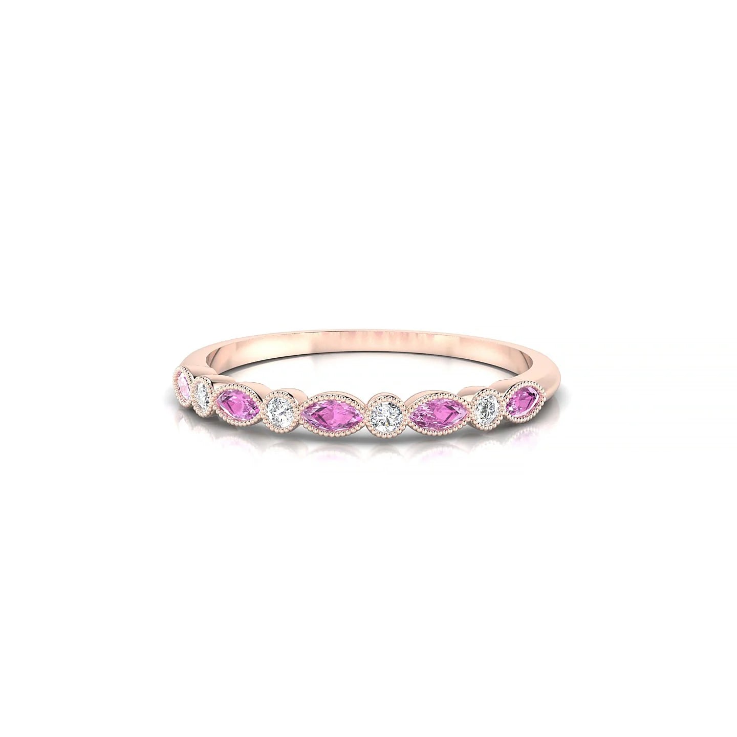 Finesse | 18k Rose Gold 3 x 1.5 mm Marquise Pink Sapphire Ring