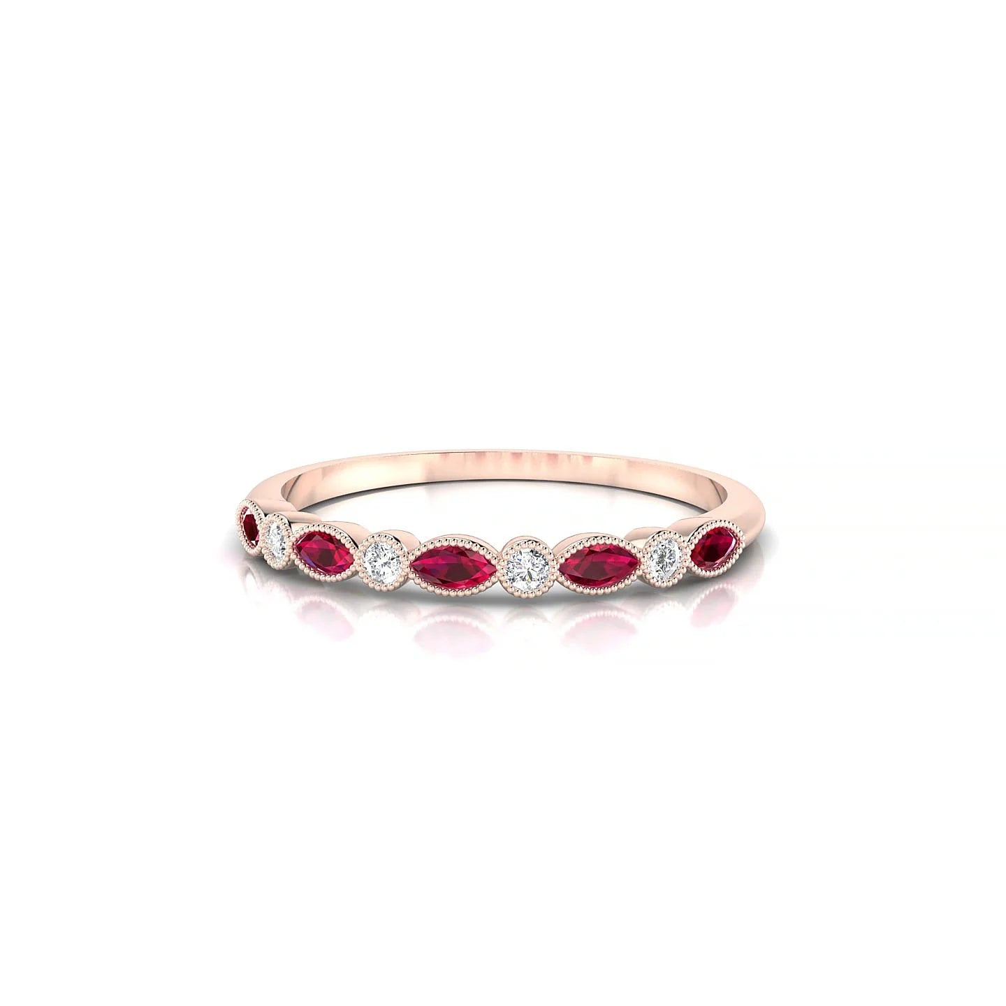 Finesse | 18k Rose Gold 3 x 1.5 mm Marquise Ruby Ring